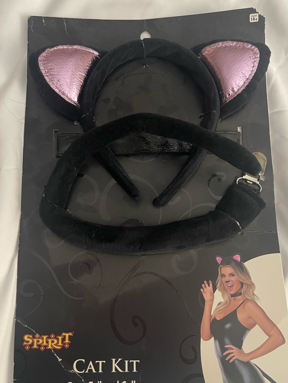 Spirit Black Cat Ear Headband with Pink Inner Ears and Matching Collar
